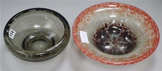 A WMF Ikora glass bowl and A Whitefriars bubbles bowl